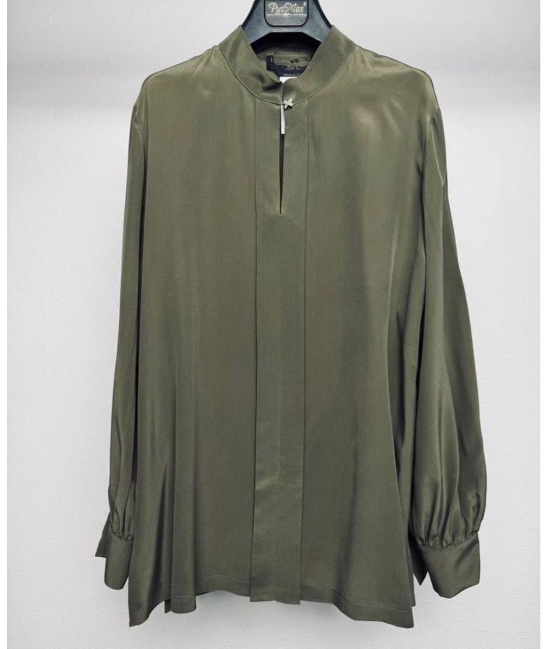 MAX MARA Зеленая шелковая блузы, фото 9