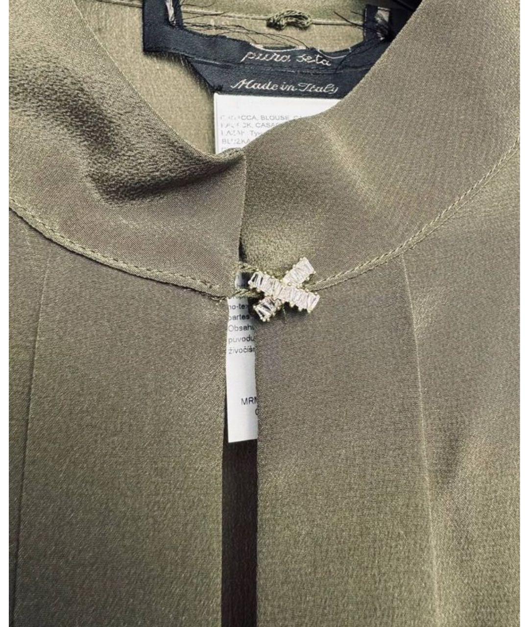 MAX MARA Зеленая шелковая блузы, фото 5