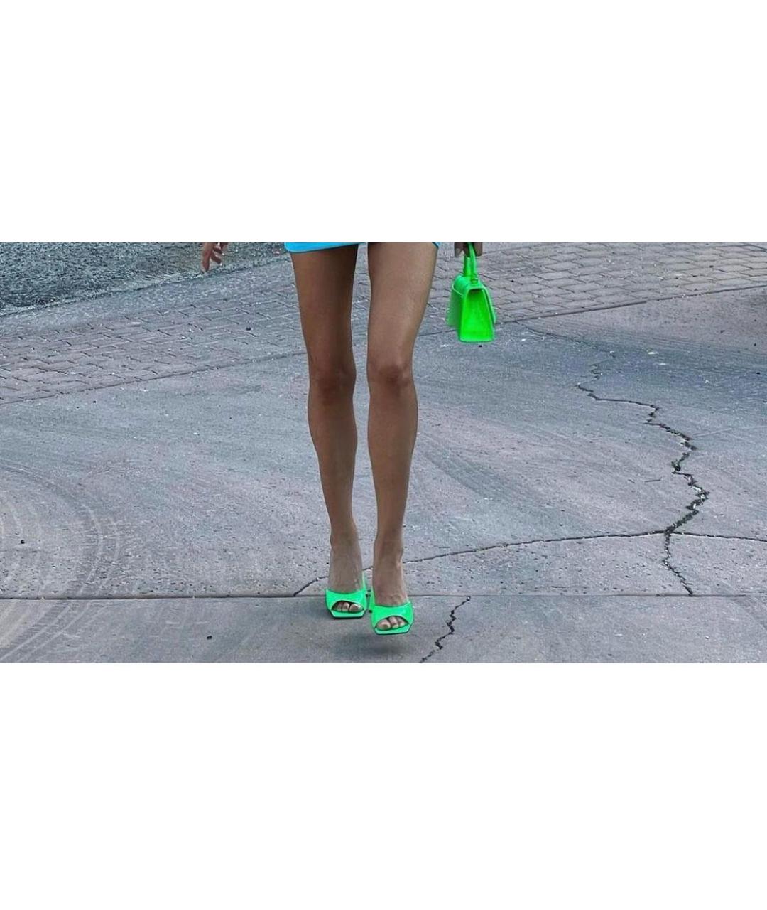 THE ATTICO Салатовые кожаные мюли, фото 5