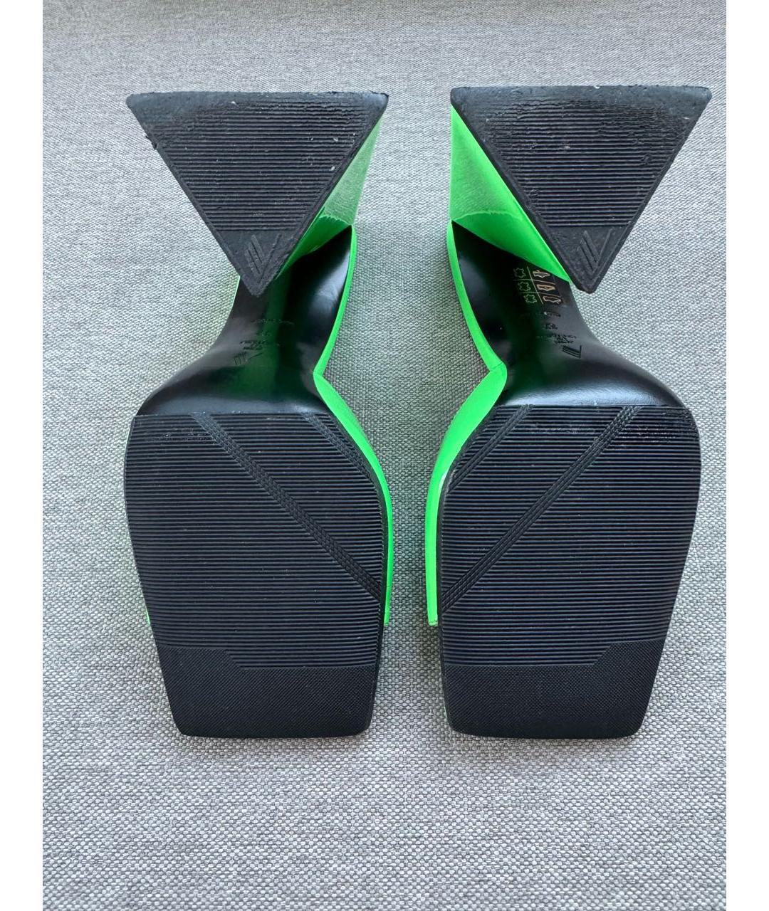 THE ATTICO Салатовые кожаные мюли, фото 3