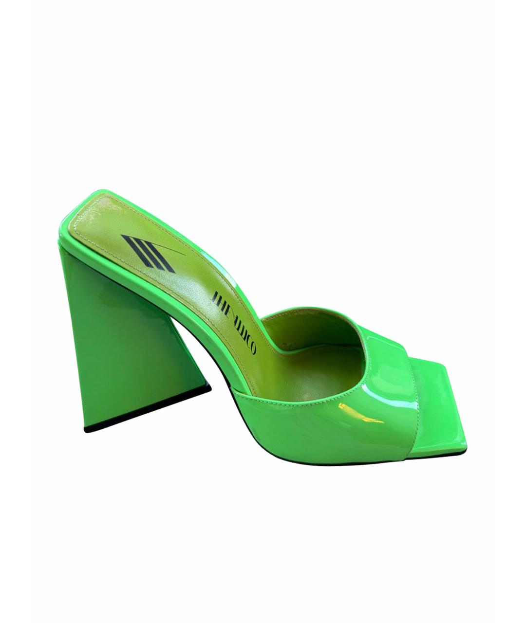 THE ATTICO Салатовые кожаные мюли, фото 1