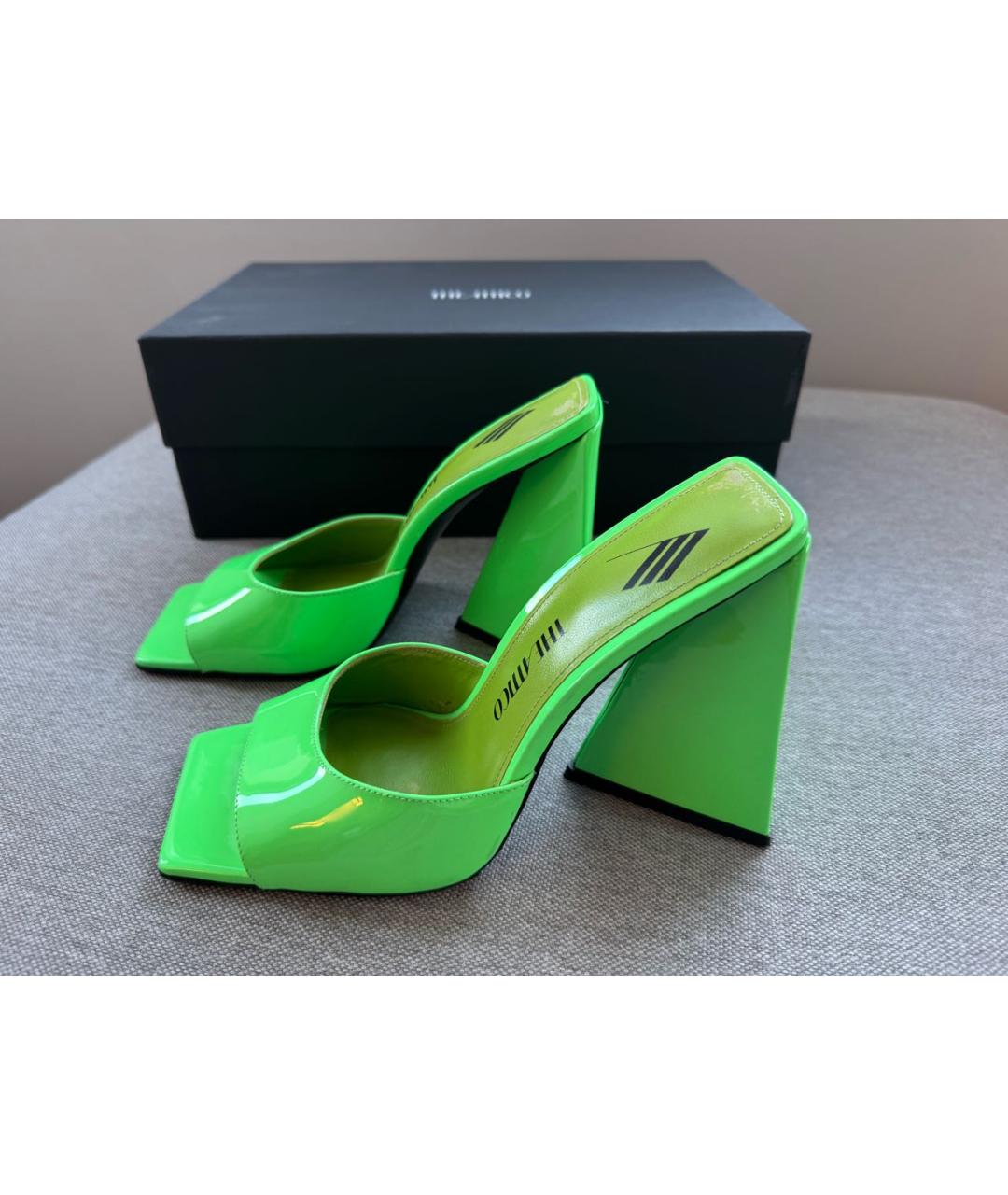 THE ATTICO Салатовые кожаные мюли, фото 7