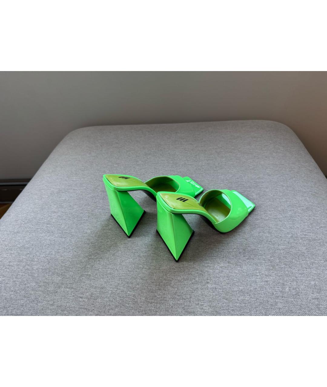 THE ATTICO Салатовые кожаные мюли, фото 4
