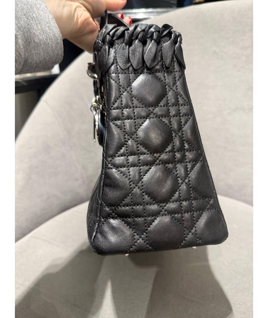 CHRISTIAN DIOR Черная кожаная сумка с короткими ручками, фото 5