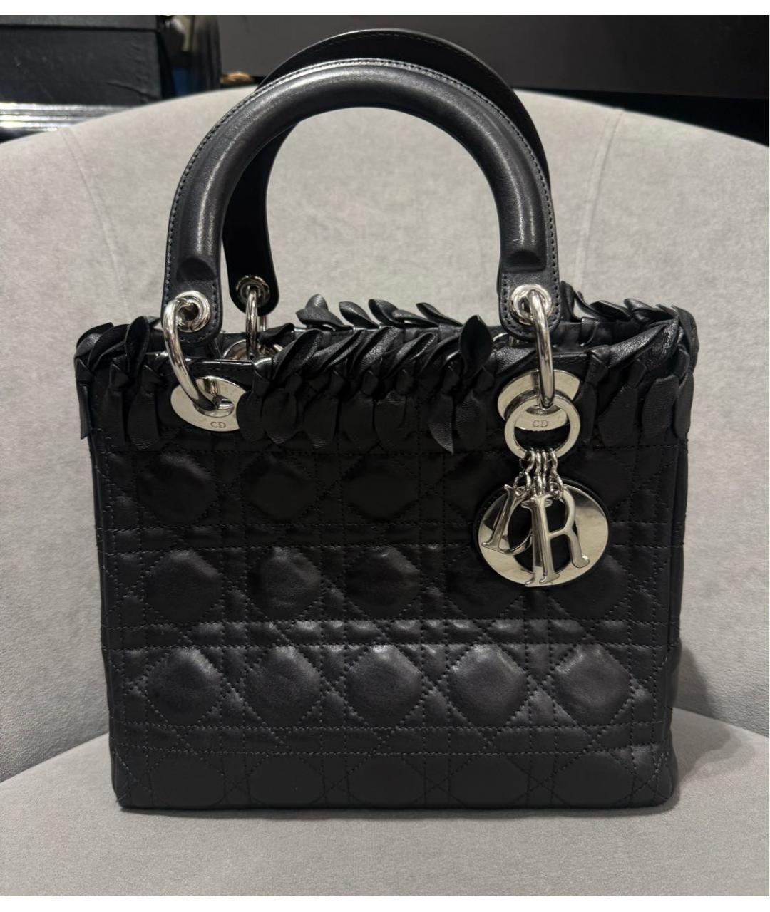 CHRISTIAN DIOR Черная кожаная сумка с короткими ручками, фото 9