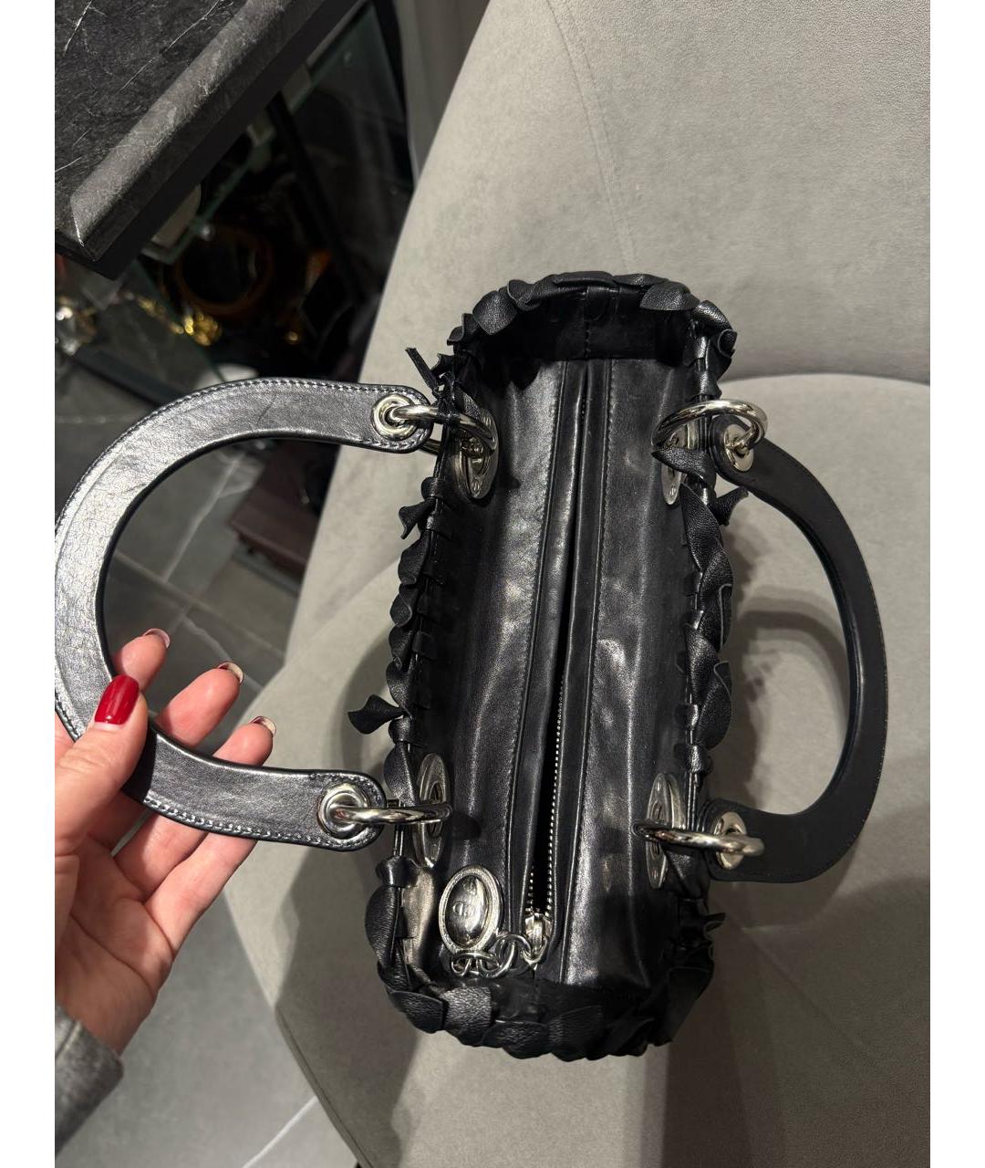 CHRISTIAN DIOR Черная кожаная сумка с короткими ручками, фото 8
