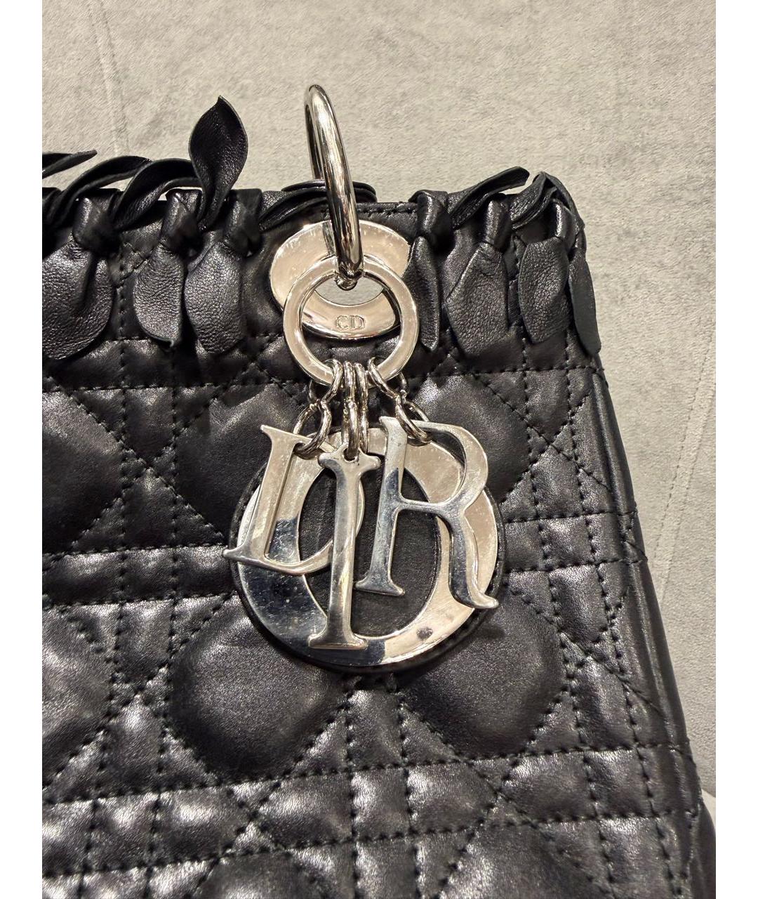 CHRISTIAN DIOR Черная кожаная сумка с короткими ручками, фото 3