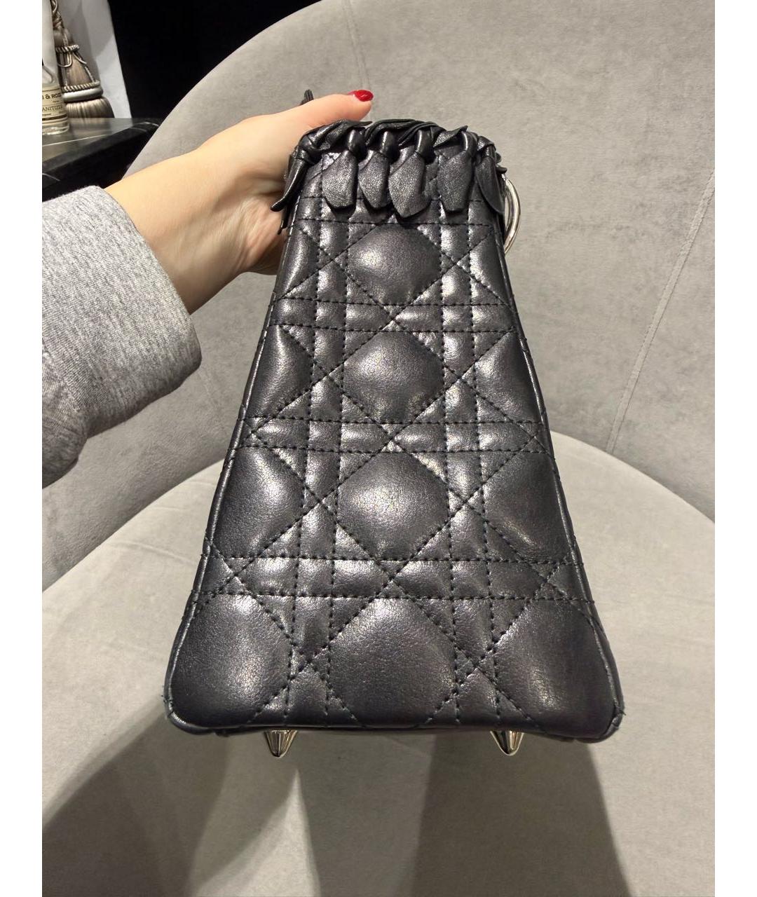 CHRISTIAN DIOR Черная кожаная сумка с короткими ручками, фото 7