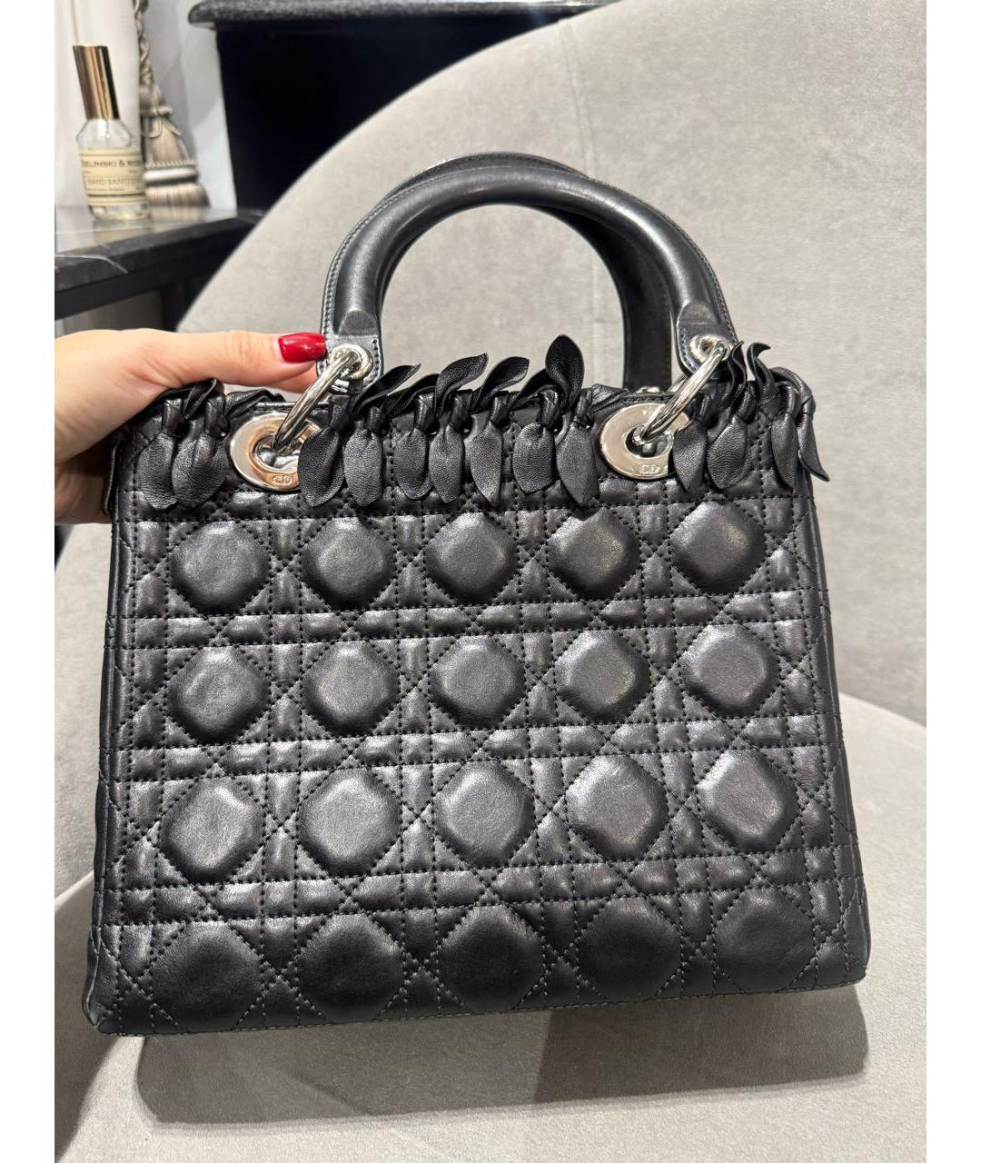 CHRISTIAN DIOR Черная кожаная сумка с короткими ручками, фото 4