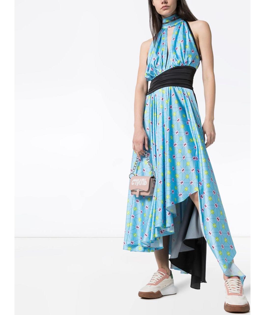 NATASHA DENONA Голубое полиэстеровое коктейльное платье, фото 2