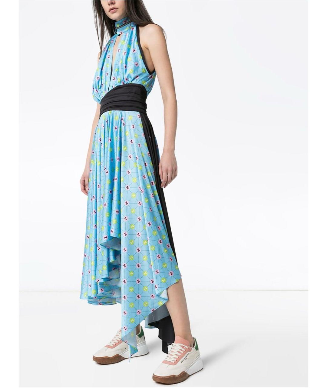 NATASHA DENONA Голубое полиэстеровое коктейльное платье, фото 4