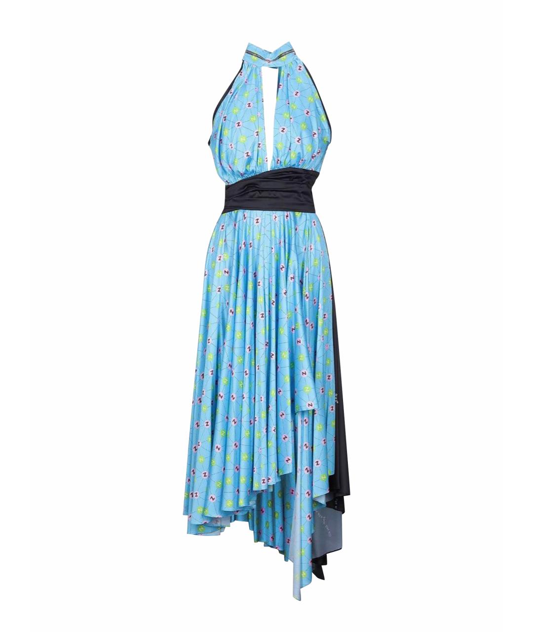 NATASHA DENONA Голубое полиэстеровое коктейльное платье, фото 1