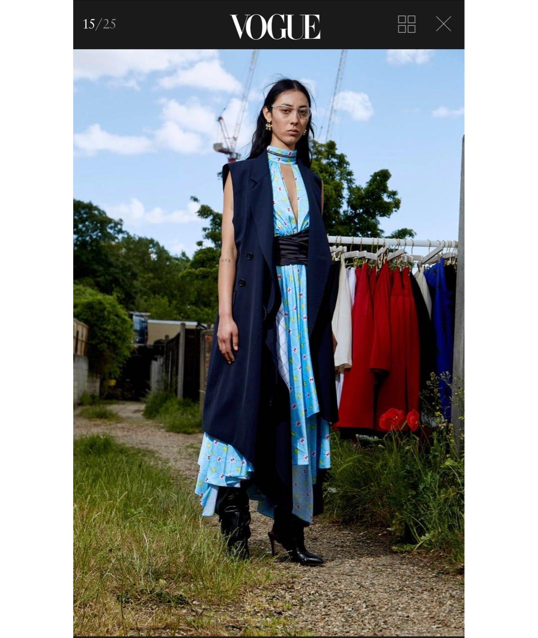 NATASHA DENONA Голубое полиэстеровое коктейльное платье, фото 5