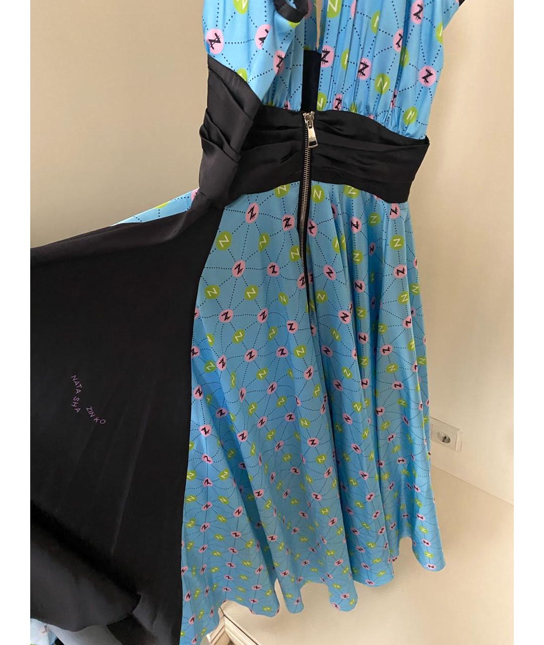 NATASHA DENONA Голубое полиэстеровое коктейльное платье, фото 8