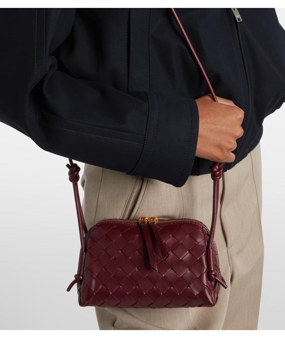 BOTTEGA VENETA Бордовая кожаная сумка через плечо, фото 2