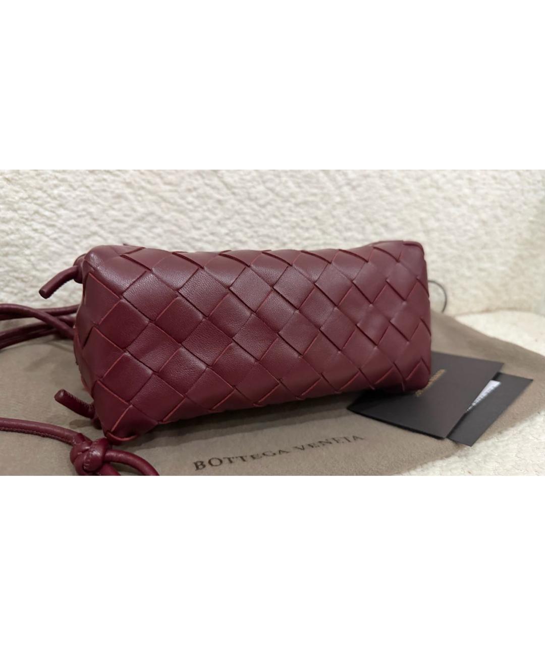 BOTTEGA VENETA Бордовая кожаная сумка через плечо, фото 4