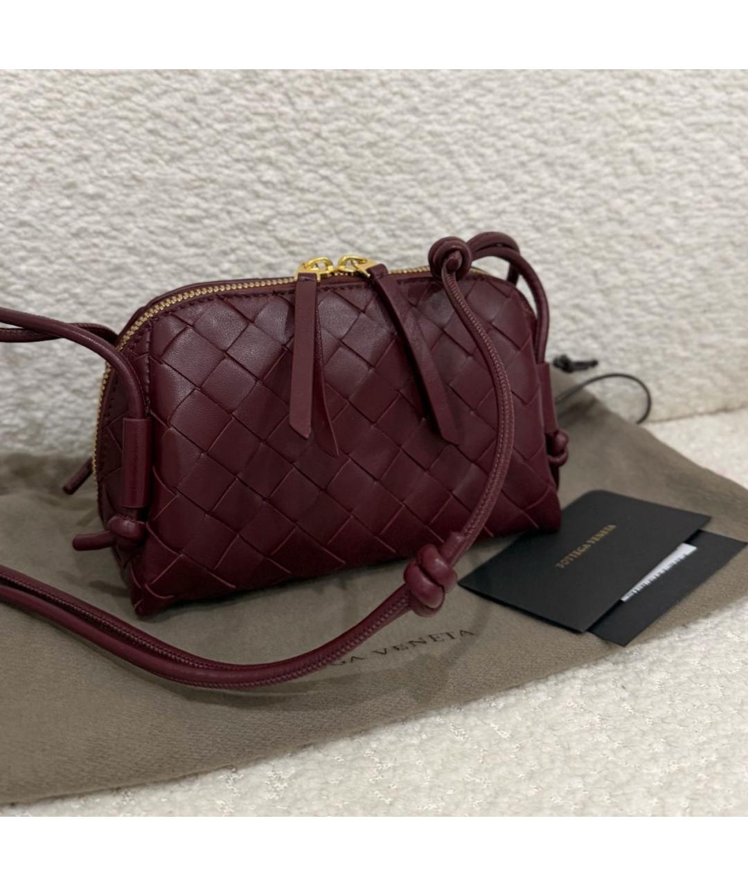 BOTTEGA VENETA Бордовая кожаная сумка через плечо, фото 3