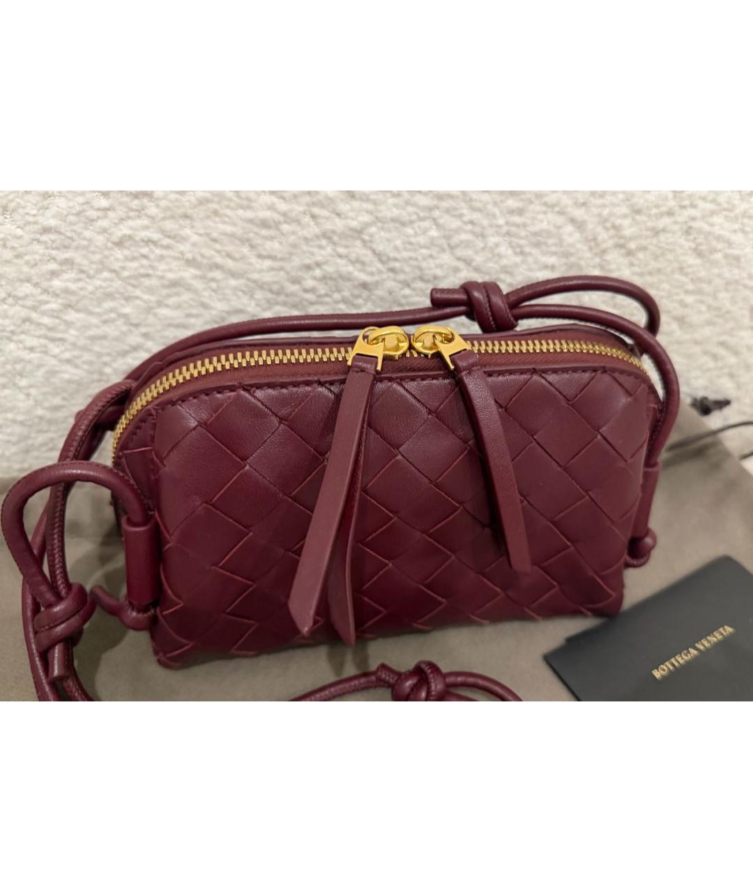 BOTTEGA VENETA Бордовая кожаная сумка через плечо, фото 5