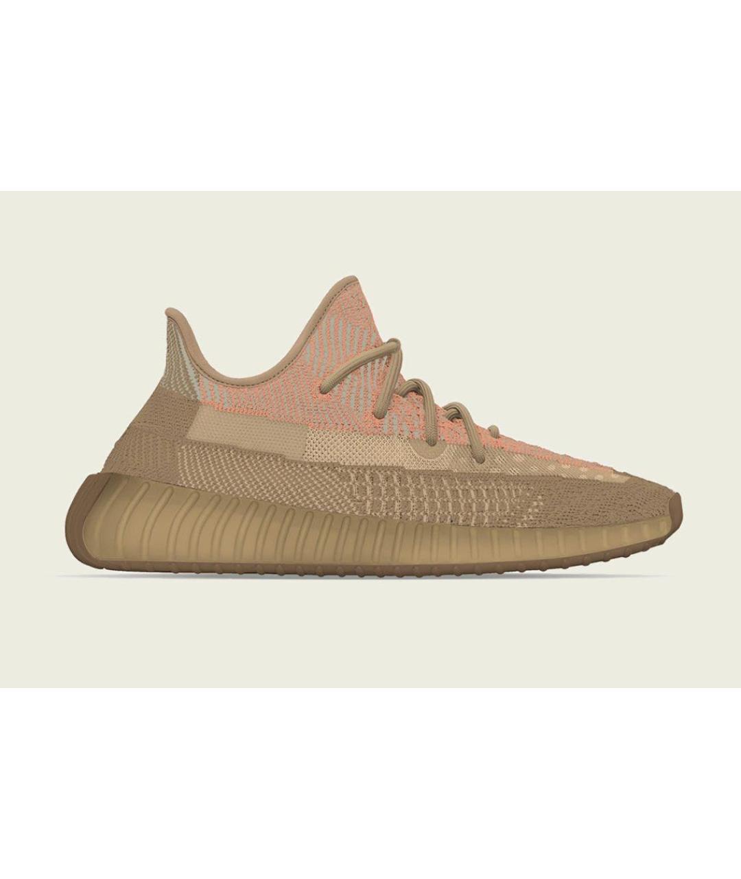 ADIDAS YEEZY Коричневые текстильные низкие кроссовки / кеды, фото 7