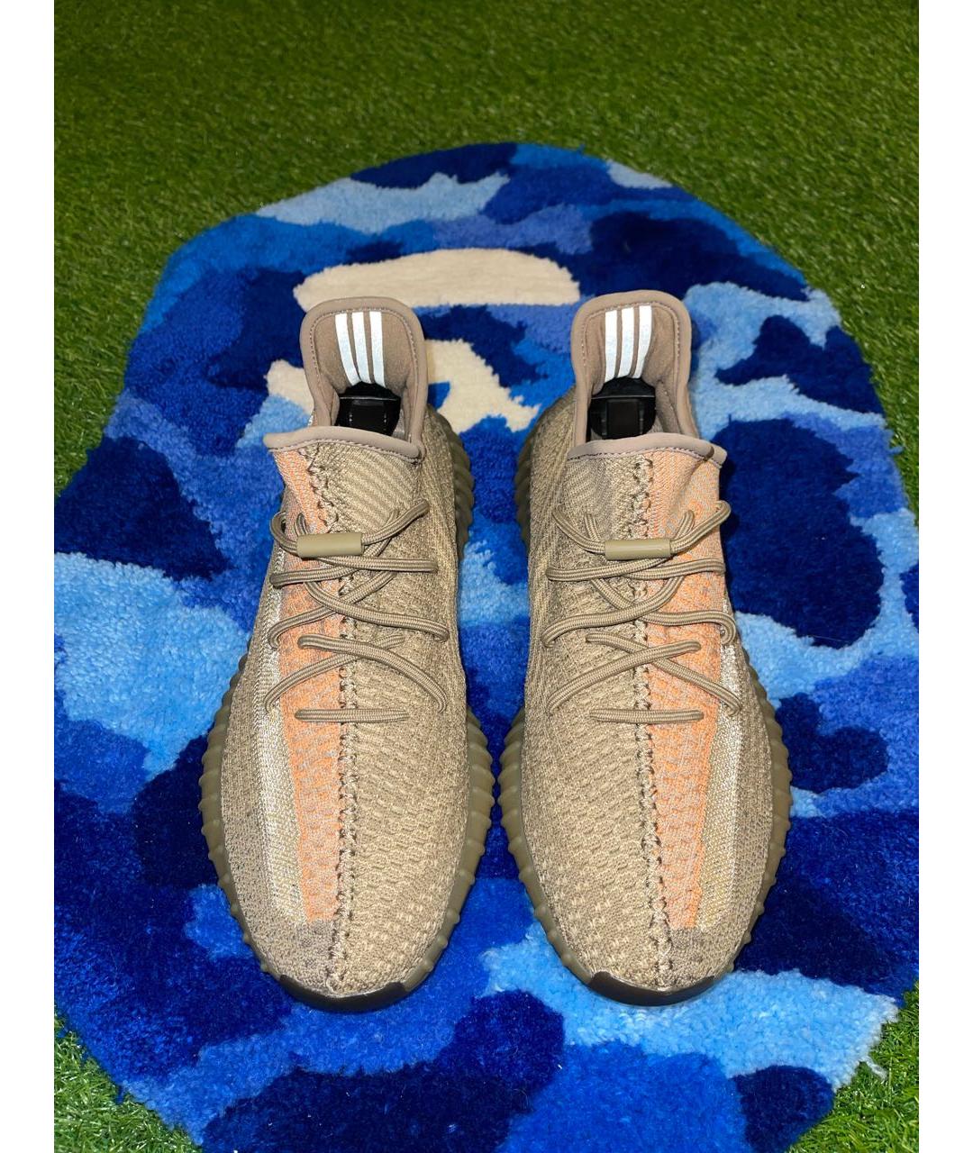 ADIDAS YEEZY Коричневые текстильные низкие кроссовки / кеды, фото 3