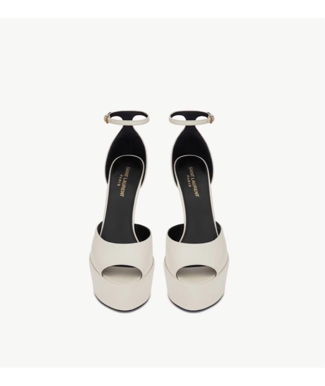 SAINT LAURENT Бежевые кожаные босоножки, фото 3