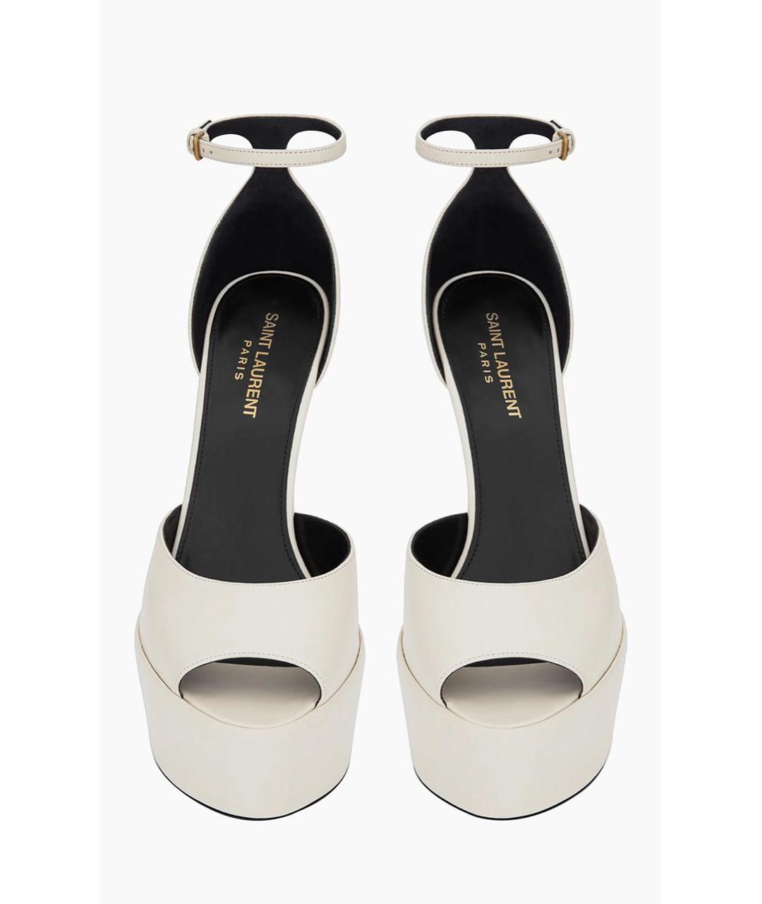 SAINT LAURENT Бежевые кожаные босоножки, фото 2