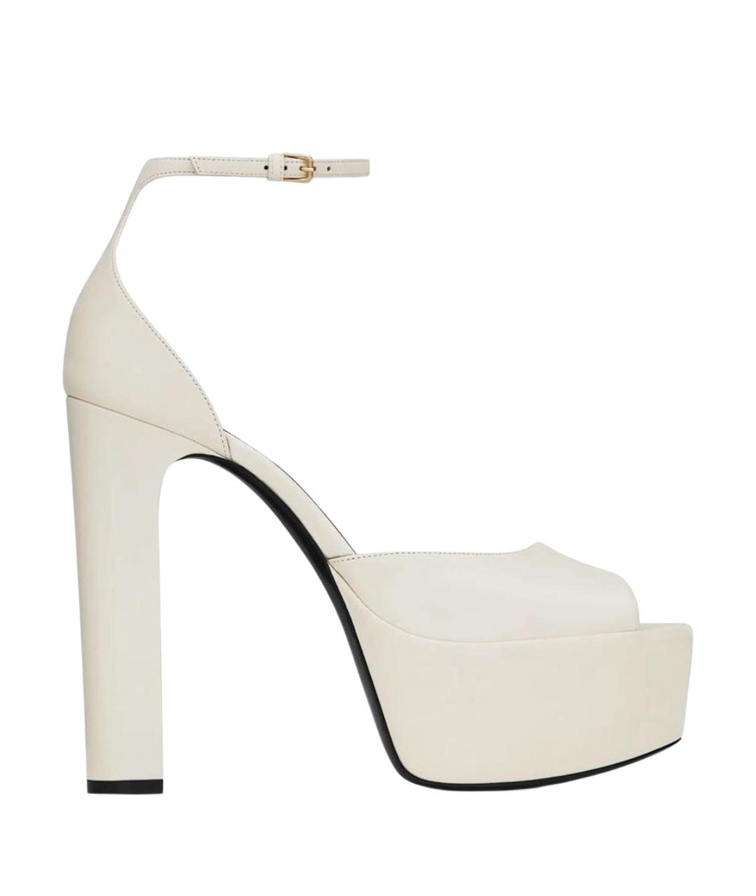 SAINT LAURENT Бежевые кожаные босоножки, фото 1