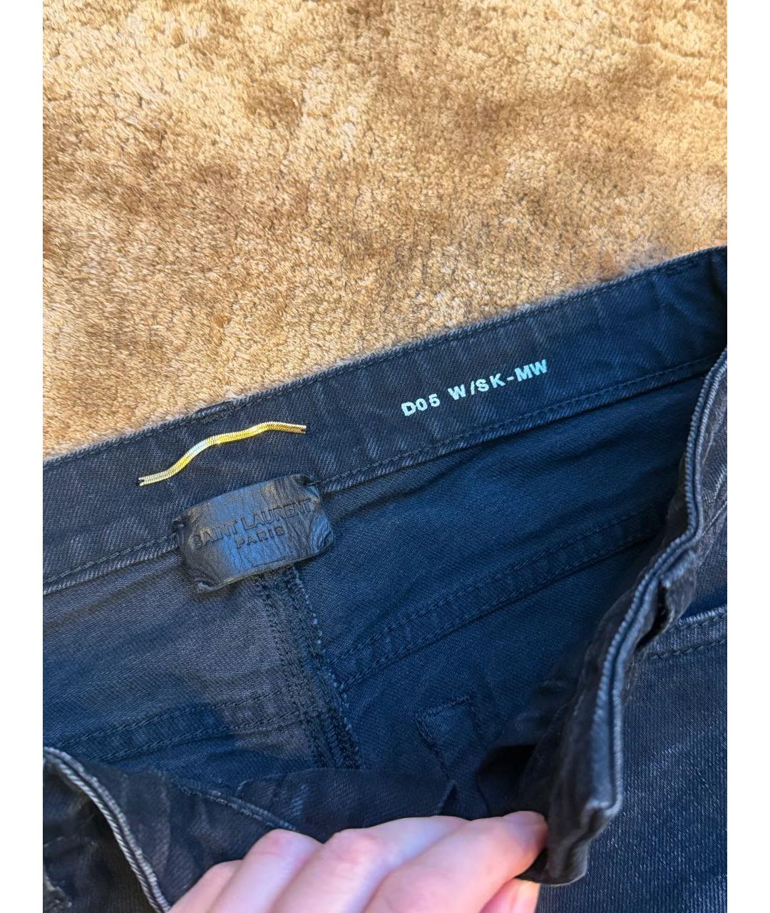 SAINT LAURENT Черные хлопковые джинсы слим, фото 2