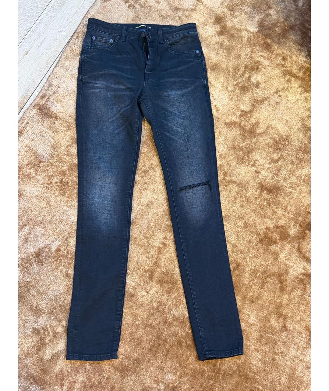 SAINT LAURENT Черные хлопковые джинсы слим, фото 6