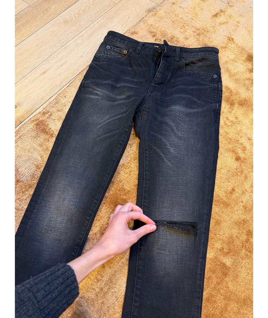 SAINT LAURENT Черные хлопковые джинсы слим, фото 5