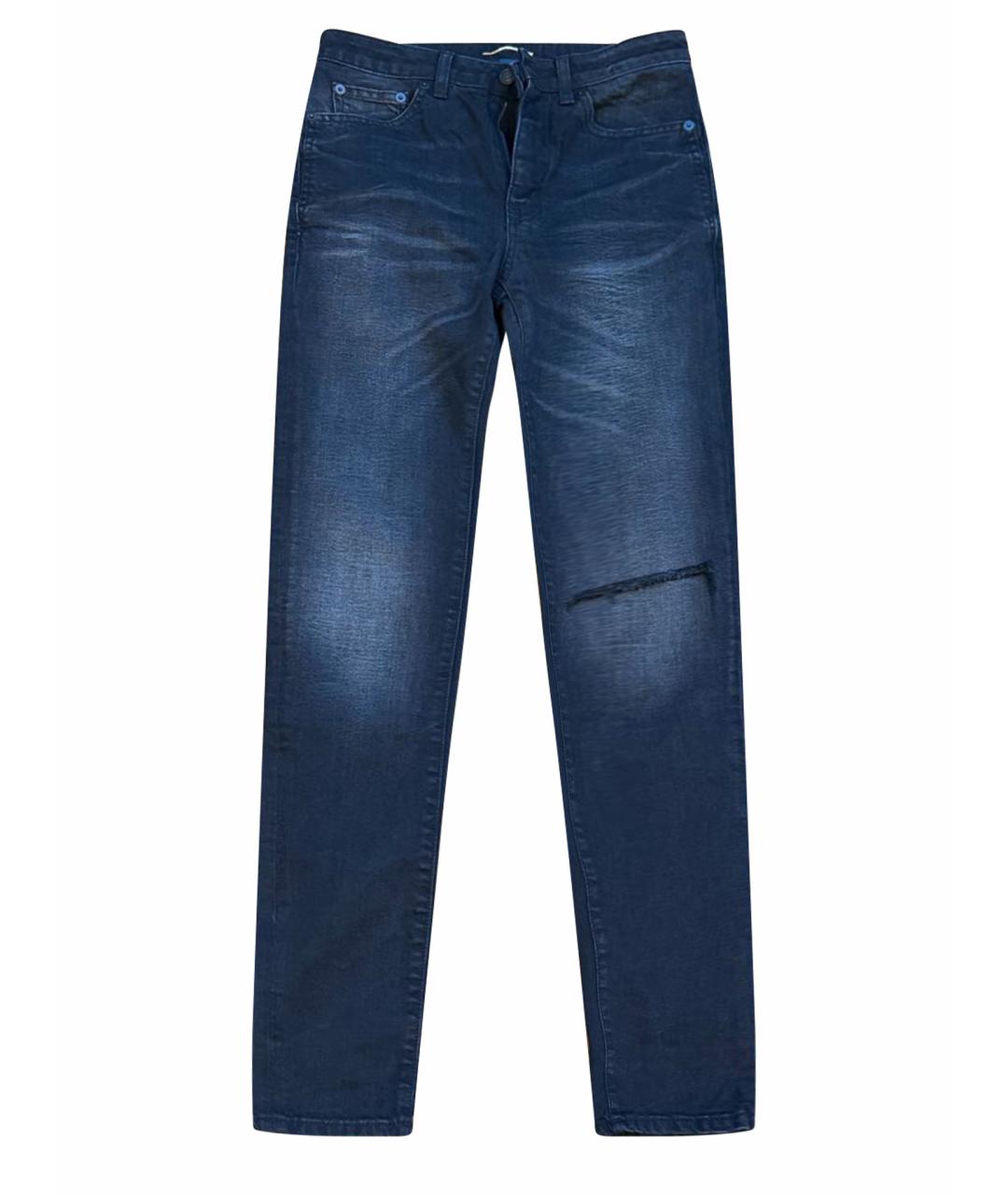 SAINT LAURENT Черные хлопковые джинсы слим, фото 1