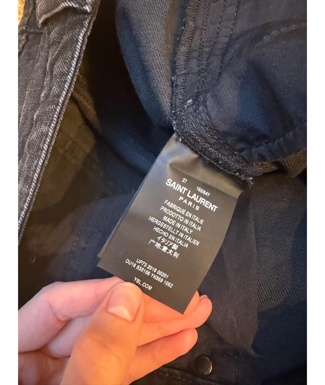 SAINT LAURENT Черные хлопковые джинсы слим, фото 3