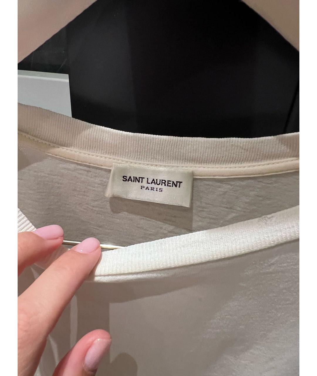 SAINT LAURENT Белая хлопковая футболка, фото 3