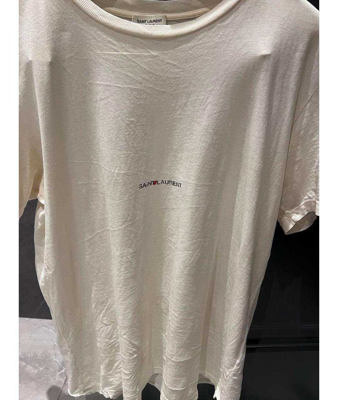 SAINT LAURENT Белая хлопковая футболка, фото 5