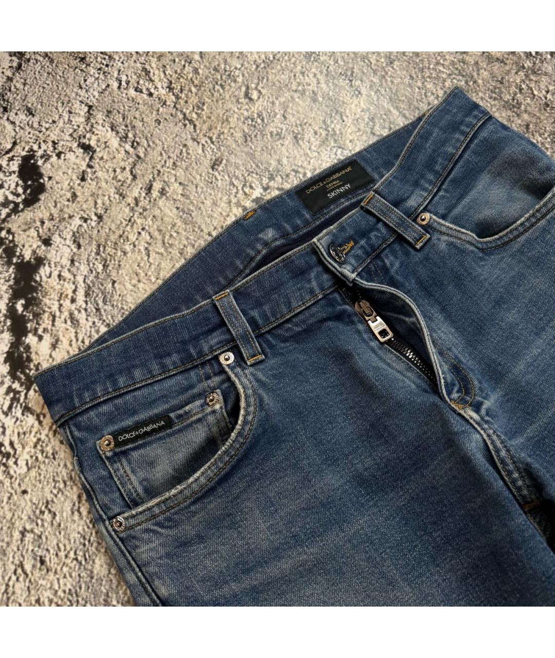 DOLCE&GABBANA Синие хлопко-эластановые джинсы скинни, фото 3