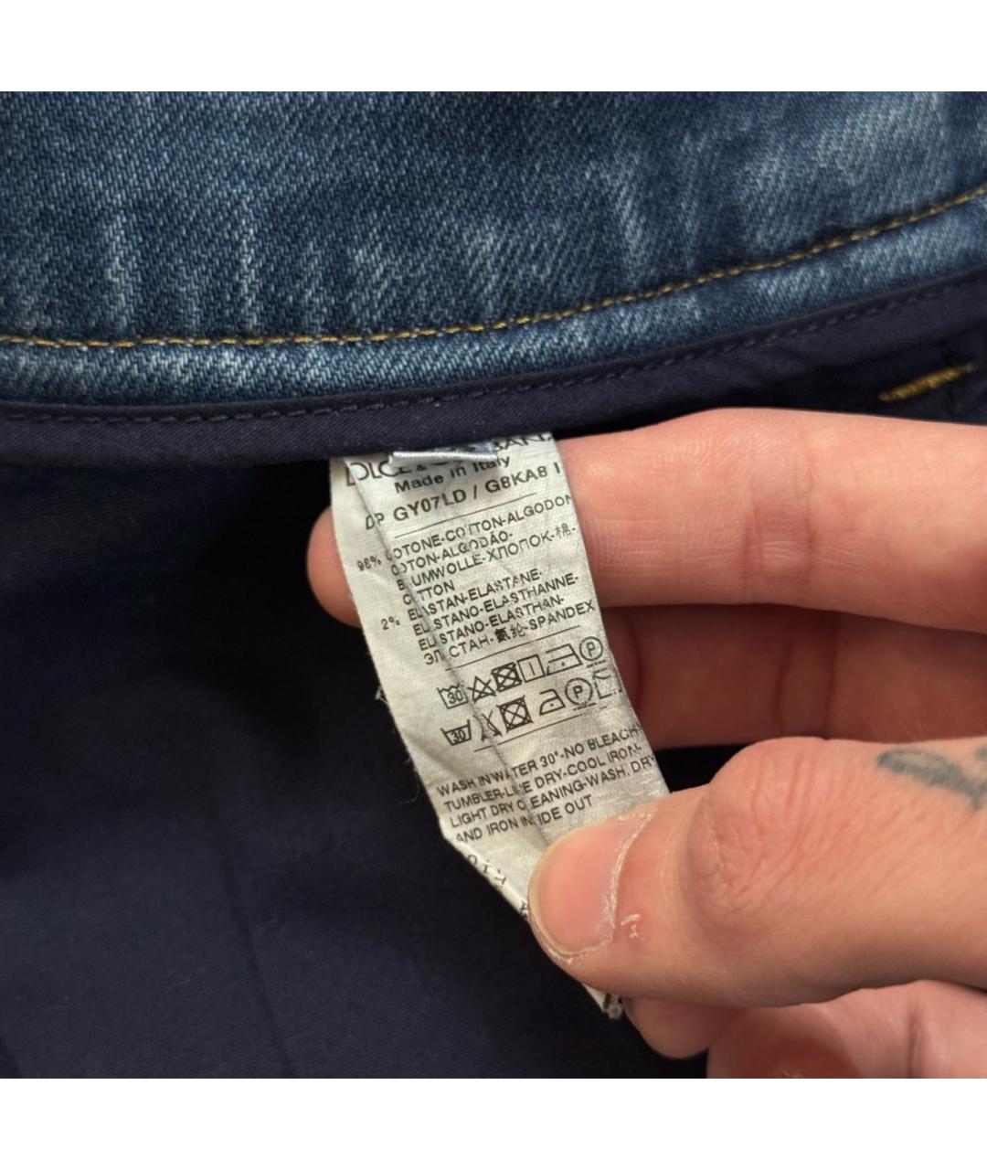 DOLCE&GABBANA Синие хлопко-эластановые джинсы скинни, фото 4