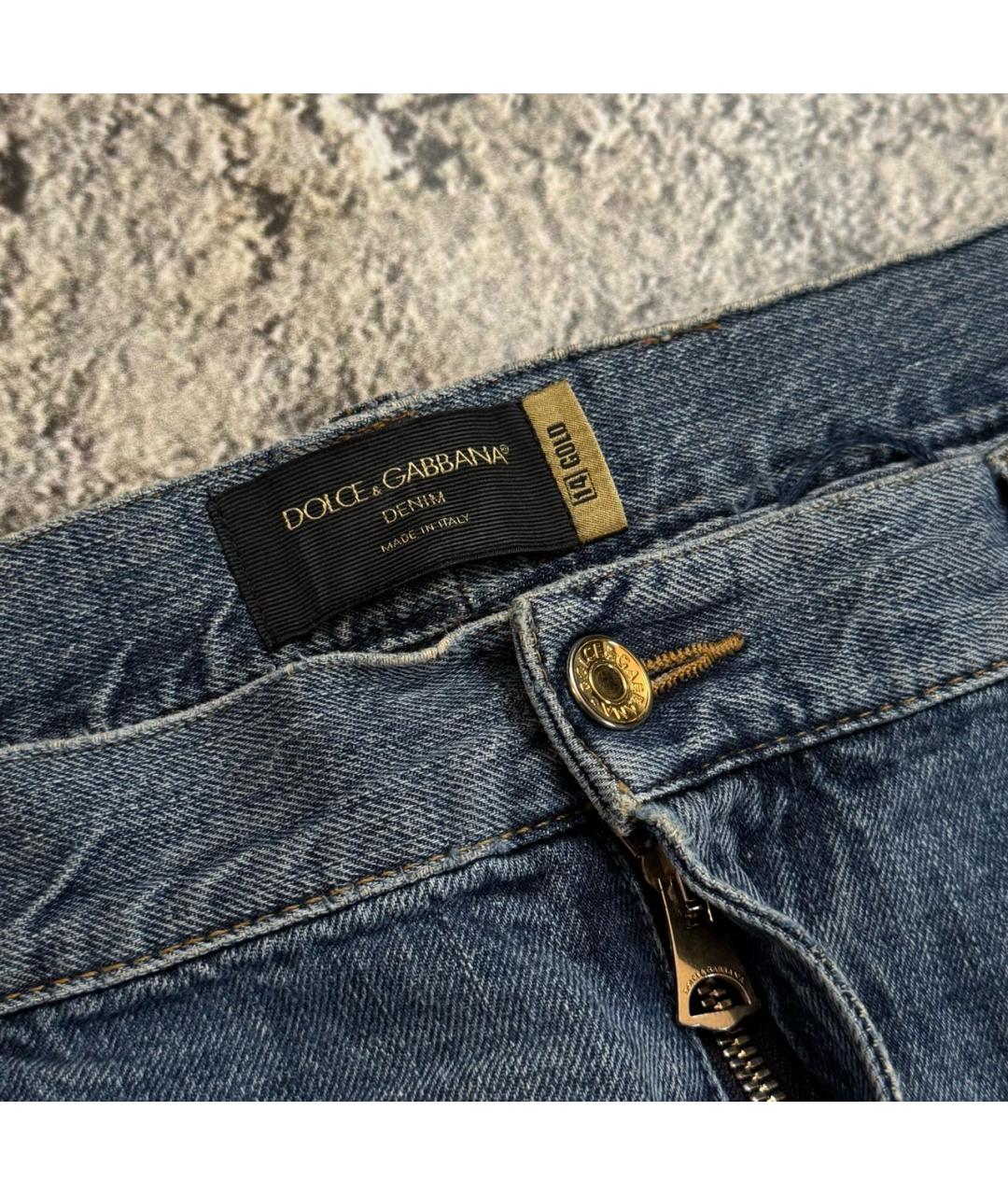 DOLCE&GABBANA Голубые хлопковые прямые джинсы, фото 3