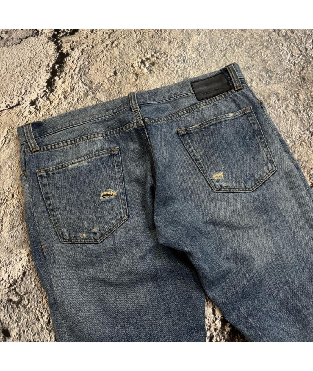 DOLCE&GABBANA Голубые хлопковые прямые джинсы, фото 7