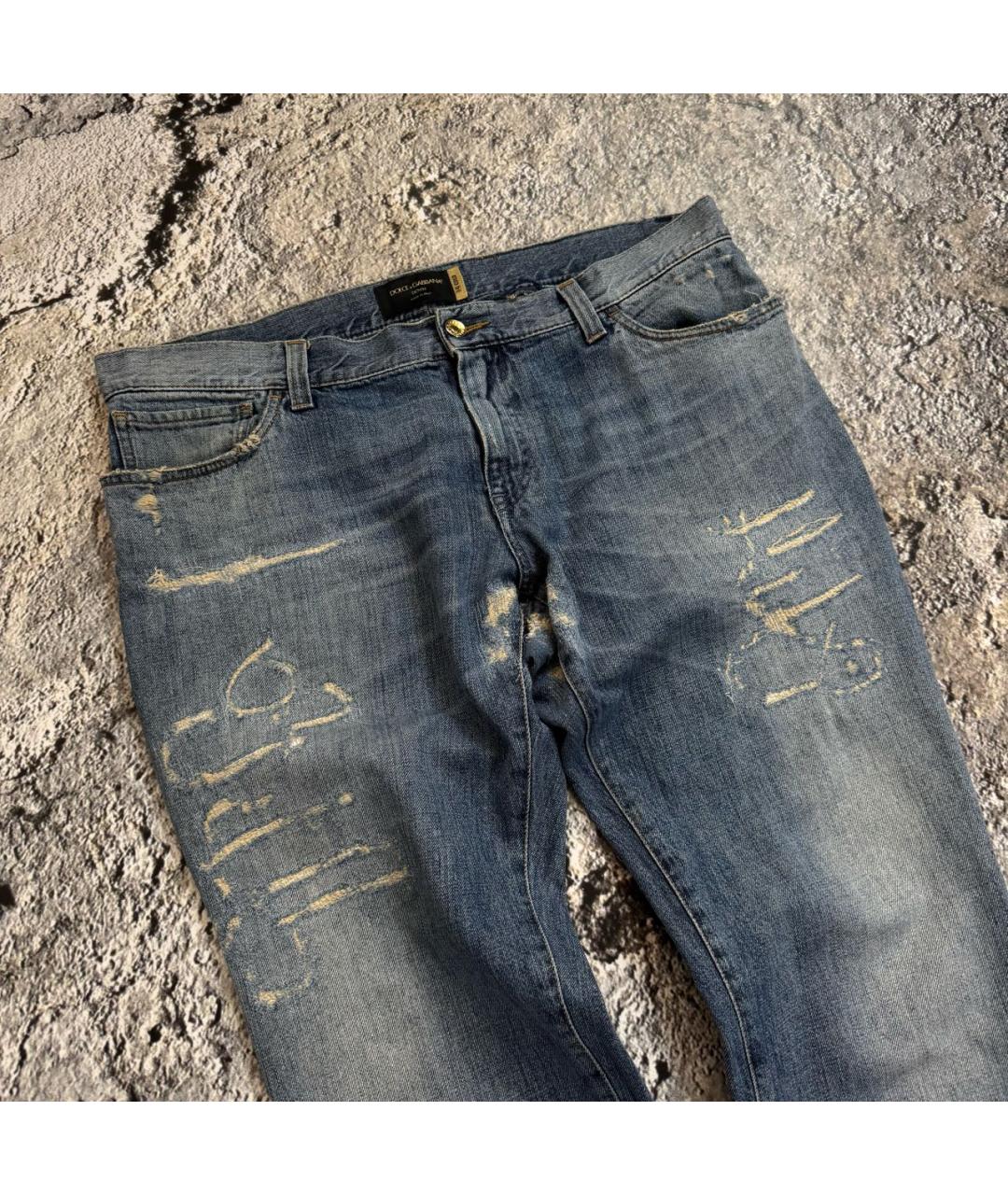 DOLCE&GABBANA Голубые хлопковые прямые джинсы, фото 6