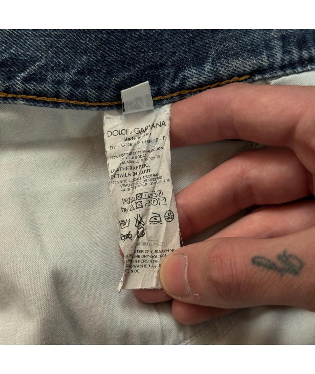 DOLCE&GABBANA Голубые хлопковые прямые джинсы, фото 4