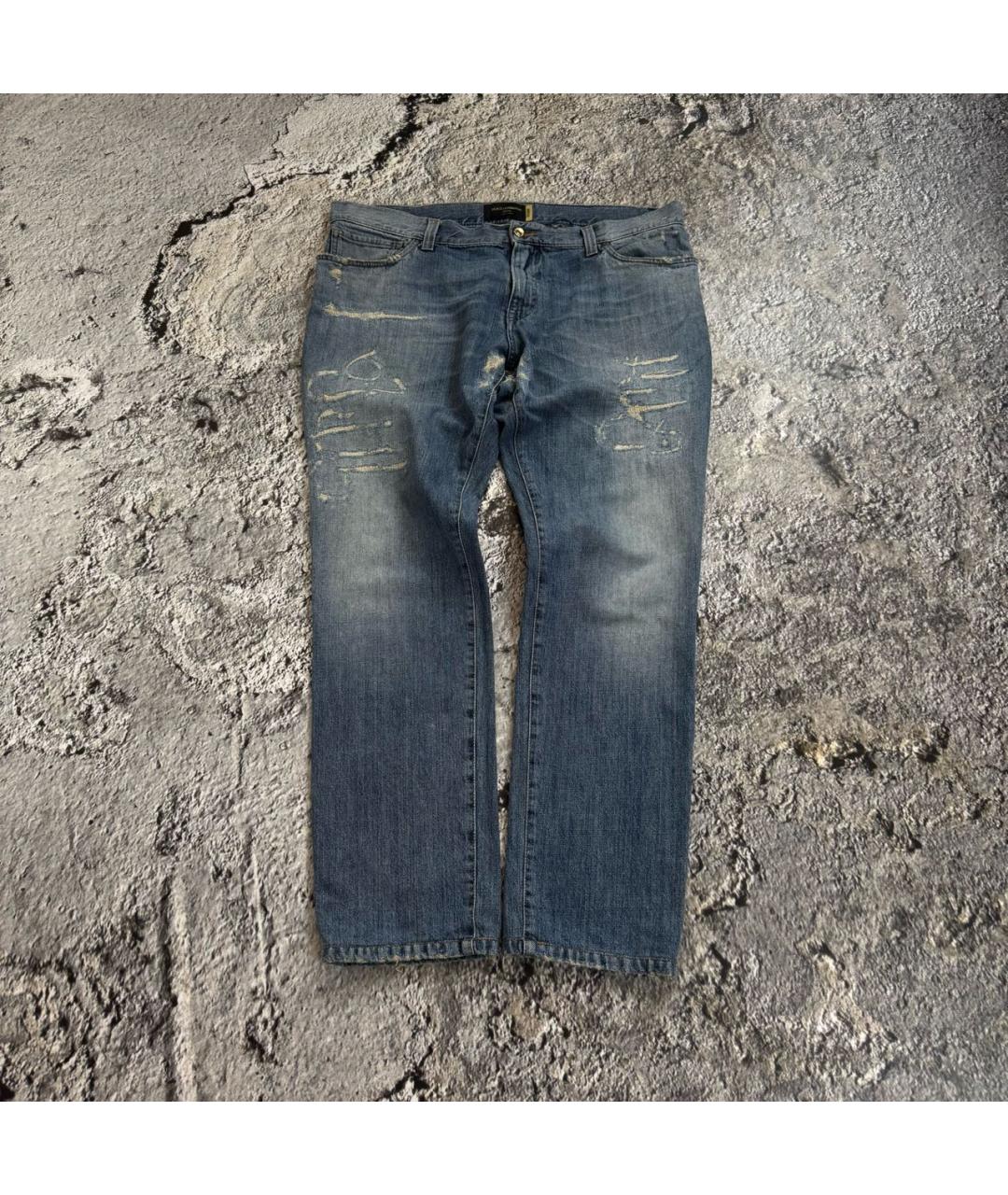 DOLCE&GABBANA Голубые хлопковые прямые джинсы, фото 9