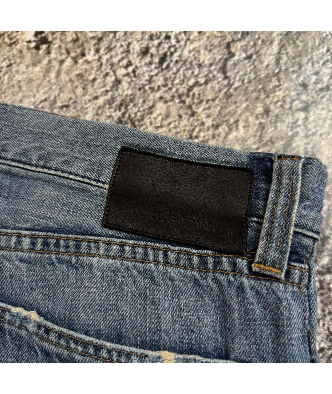 DOLCE&GABBANA Голубые хлопковые прямые джинсы, фото 8