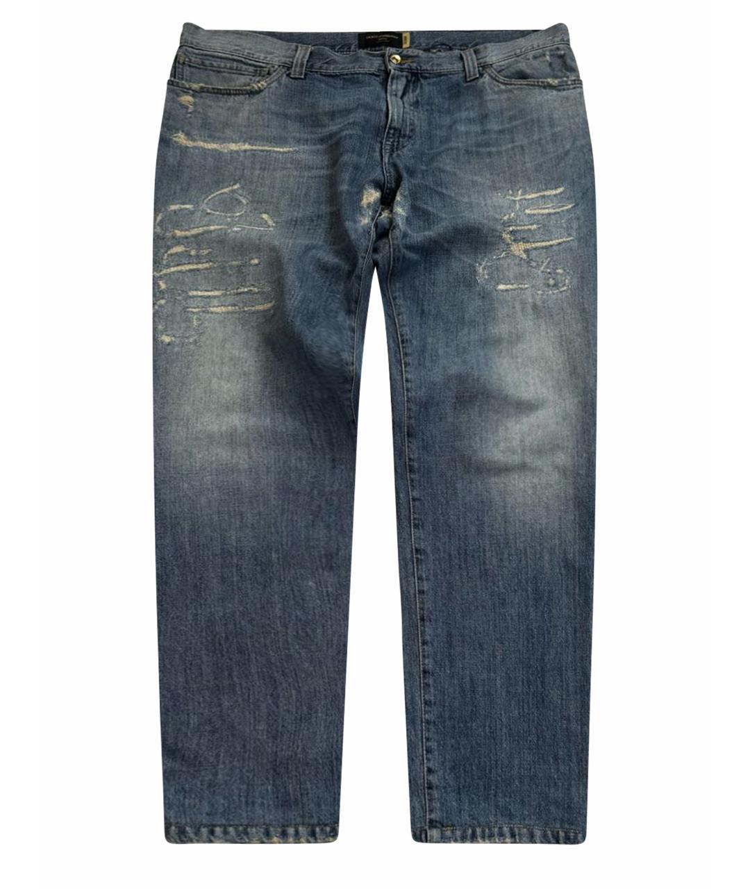DOLCE&GABBANA Голубые хлопковые прямые джинсы, фото 1