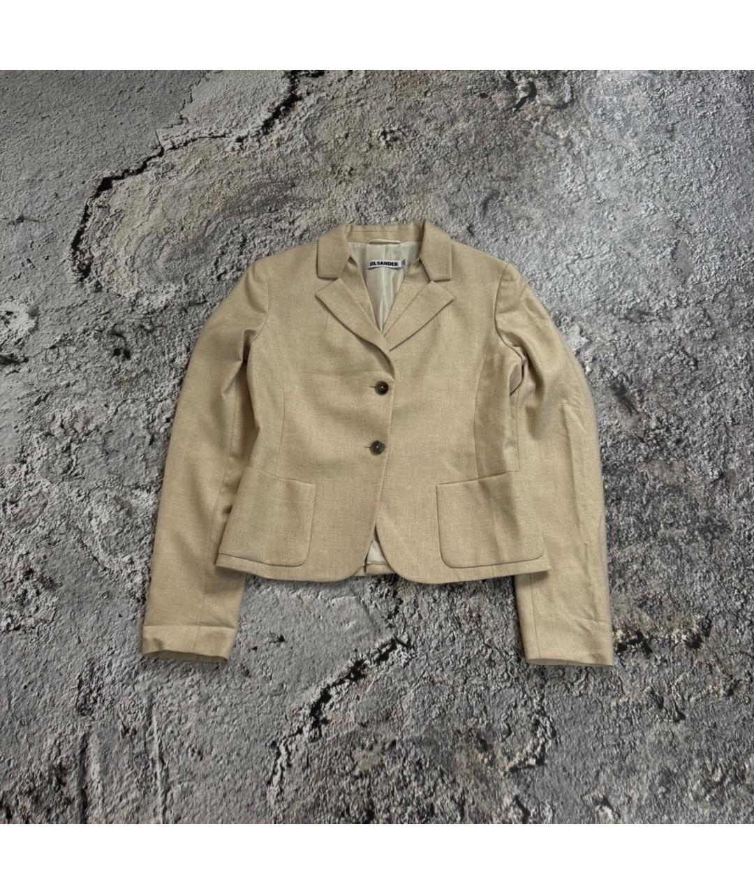 JIL SANDER Бежевый кашемировый жакет/пиджак, фото 9
