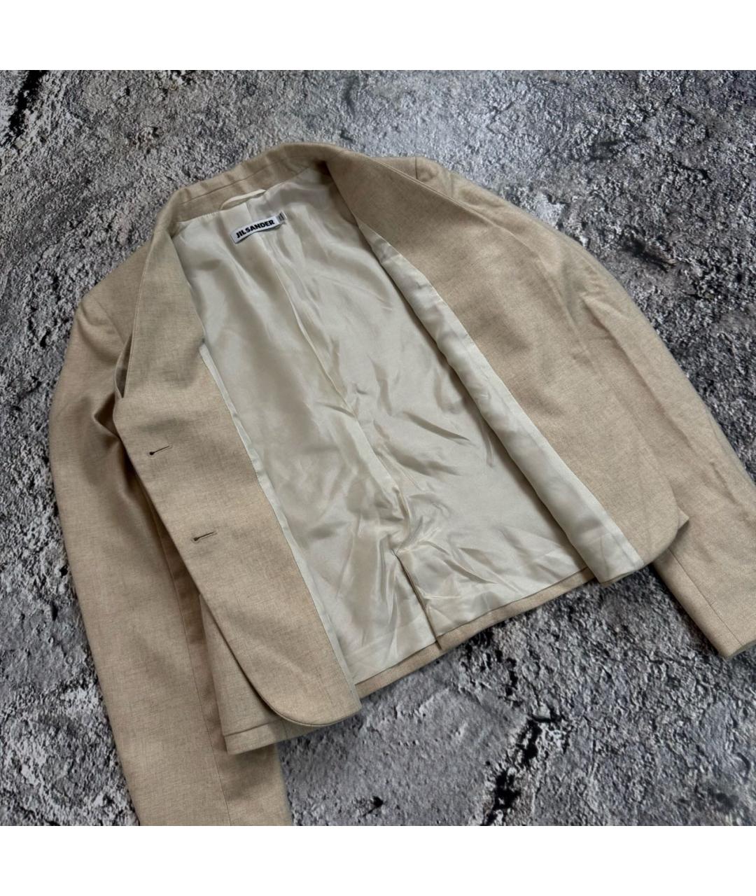 JIL SANDER Бежевый кашемировый жакет/пиджак, фото 7