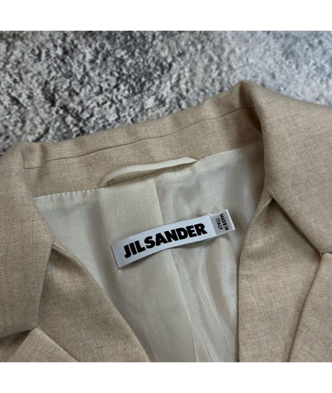 JIL SANDER Бежевый кашемировый жакет/пиджак, фото 3
