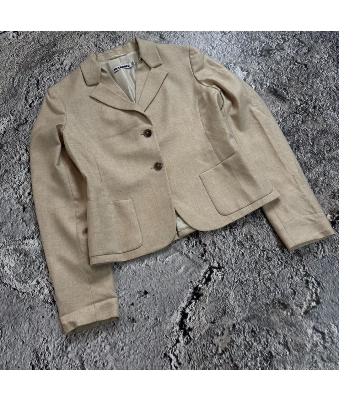 JIL SANDER Бежевый кашемировый жакет/пиджак, фото 6