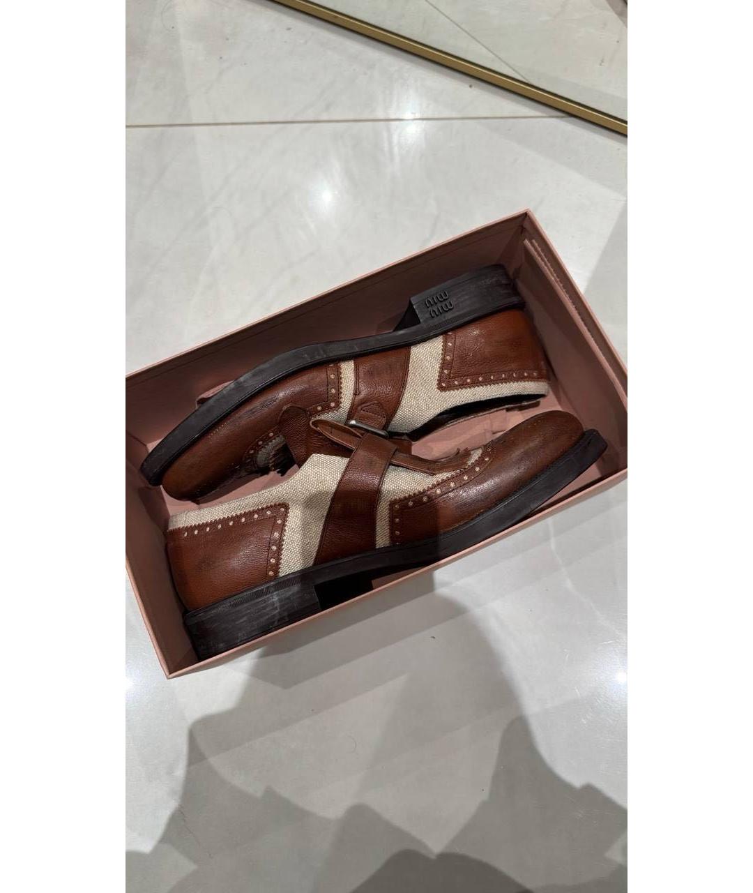 MIU MIU Коричневые кожаные лоферы, фото 5