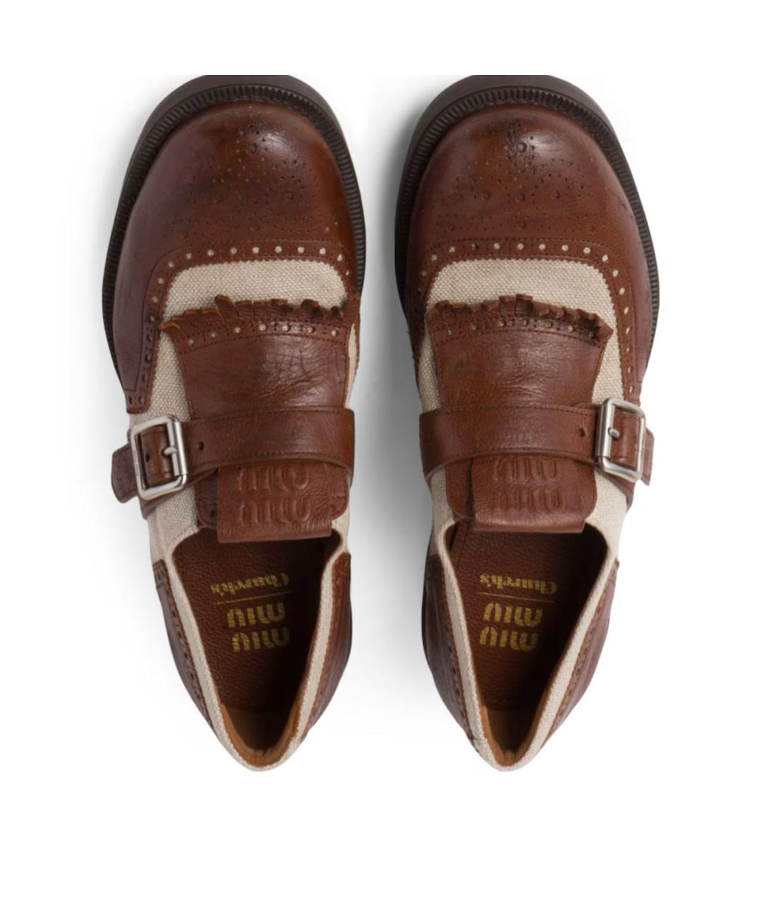 MIU MIU Коричневые кожаные лоферы, фото 3