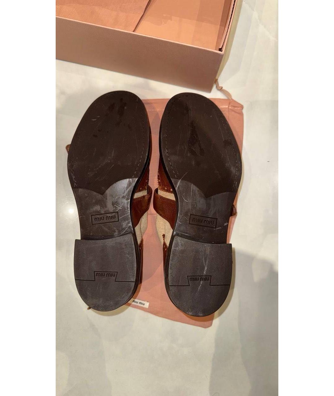 MIU MIU Коричневые кожаные лоферы, фото 8